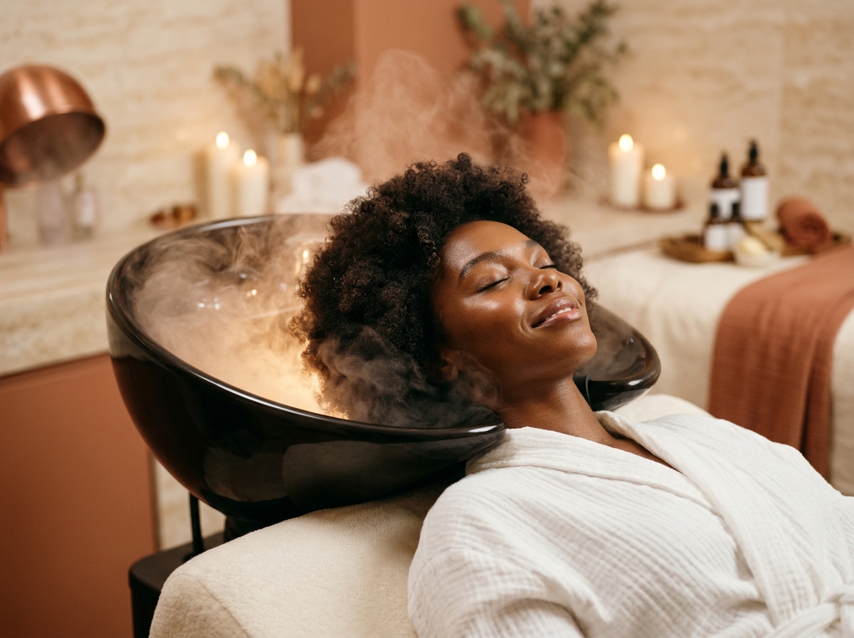 Intérieur chaleureux et calme du salon Ébène Studio